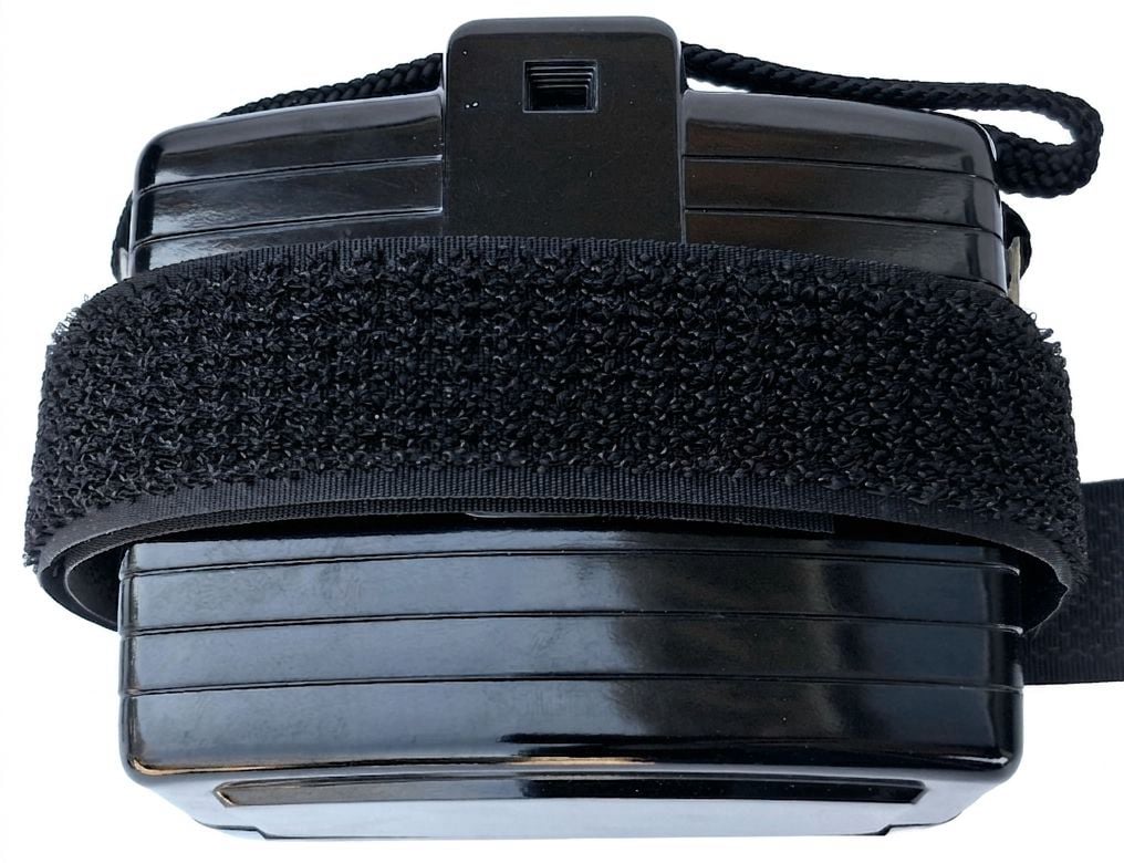 Strap covers the Brownie Bullet's red window